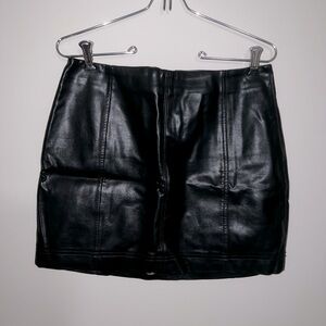 Black faux leather mini skirt